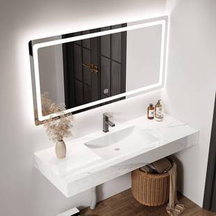 洗漱台卫浴柜岩板陶瓷无缝一体盆智能镜柜浴室柜洗手池台盆柜组合