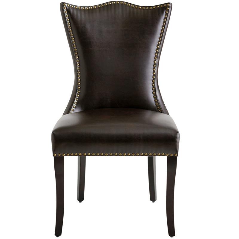 美式实木覆古皮革餐椅家庭客厅皮革餐椅酒店咖啡厅简单休闲椅