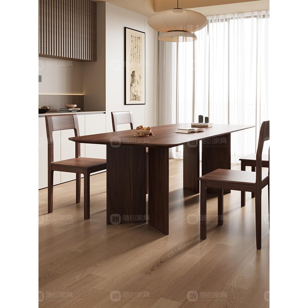 黑胡桃木全实木餐桌椅家用小户型长方形桌宋氏美学2025新款餐桌子