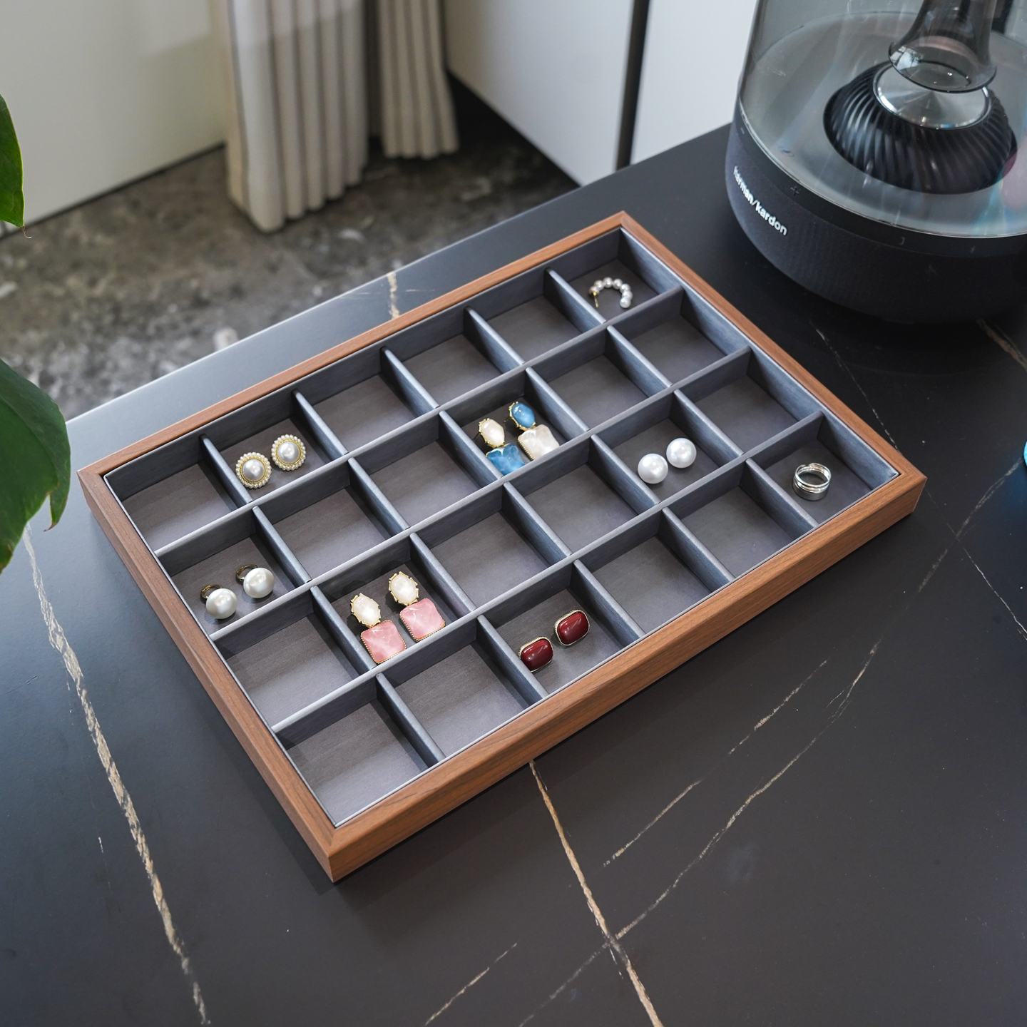 黑胡桃木纹24格木质内枪收纳盒子