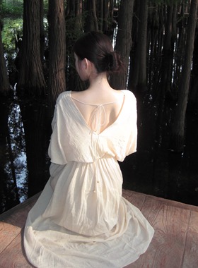 Layyyy【鸣蝉翼】清冷感新中式禅意纽结收腰棉麻拖地两件套连衣裙