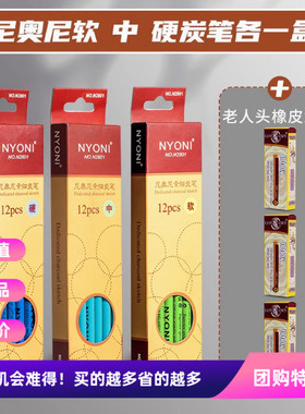 nyoni尼奥尼炭笔素描美术生专用软性中性硬黑色特软速写绘画铅笔学生美术素描速写绘画工具美术素描铅笔炭笔