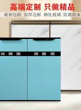 定制铝合金瓷砖灶台柜门亮面免打孔厨房晶钢门订做带框厨橱柜门板