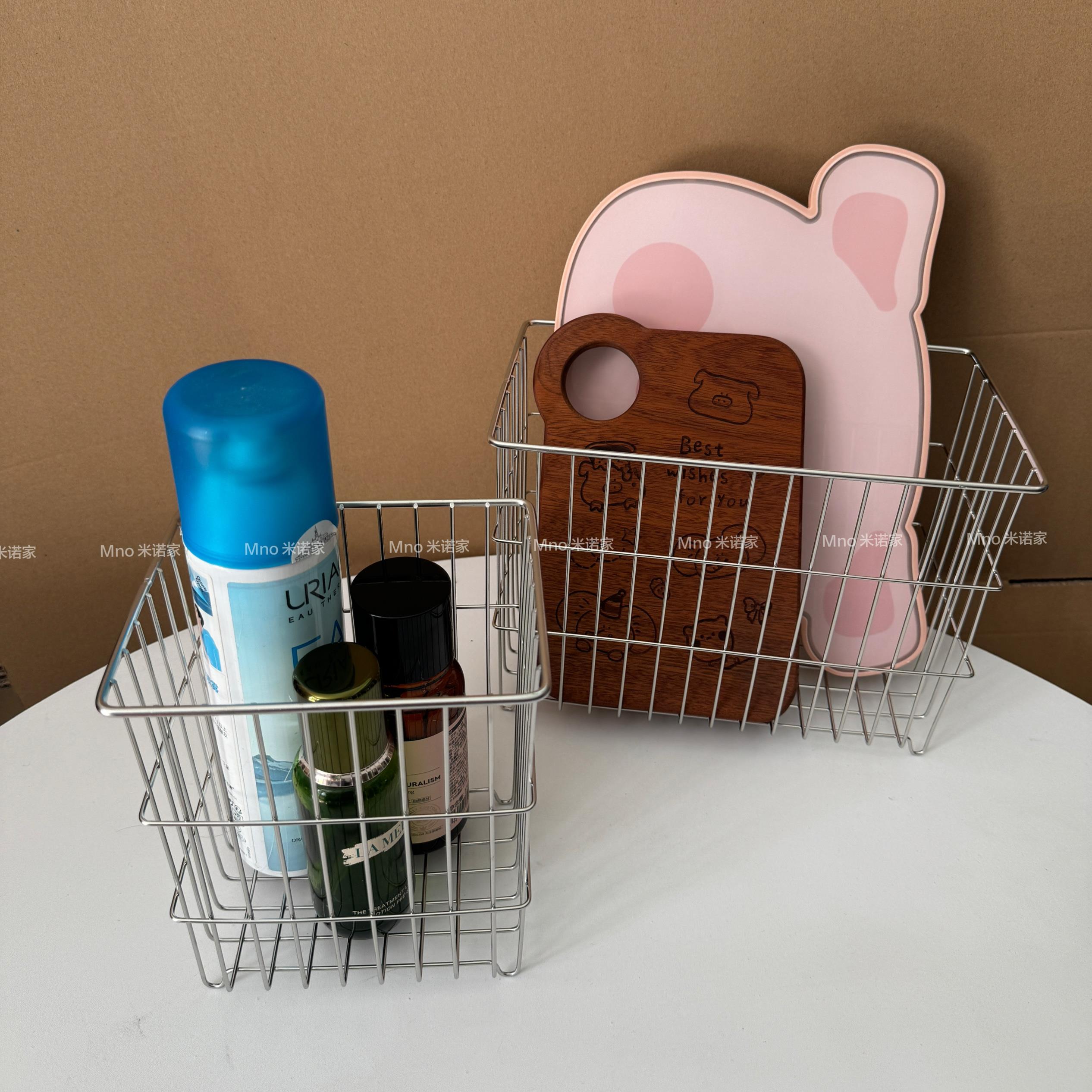 米诺家304不锈钢厨房收纳筐置物架家用台面菜板水果面膜整理收纳