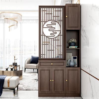 新中式入户门厅柜实木隔断屏风间厅柜进门玄关柜正对门口镂空装饰