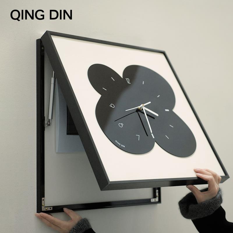 简约现代电表箱装饰画2025新款免打孔客厅静音时钟电表箱遮挡挂画