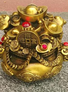 纯铜聚宝盆如意存钱罐招财镇宅元宝家居客厅铜器工艺品摆件定做