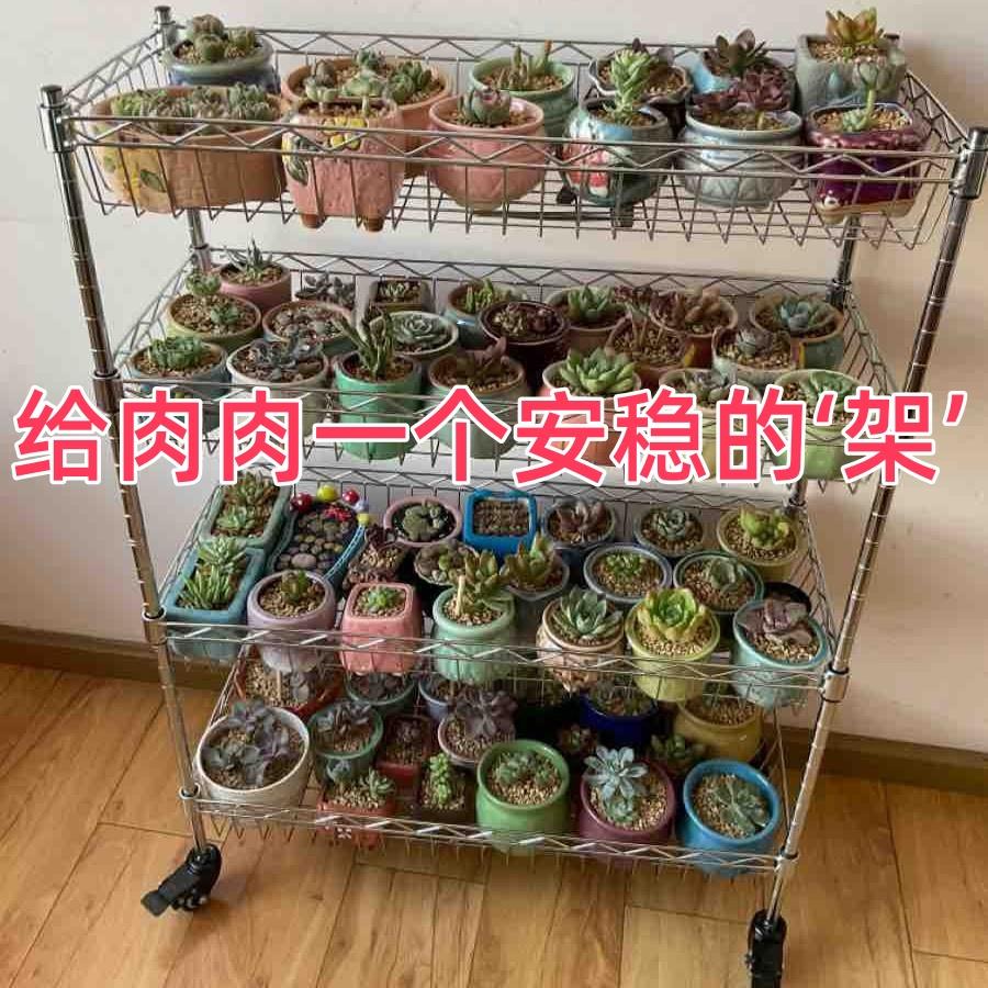 带轮可移动多肉专用花盆架小推车带滑轮花架阳台落地架子收纳置物