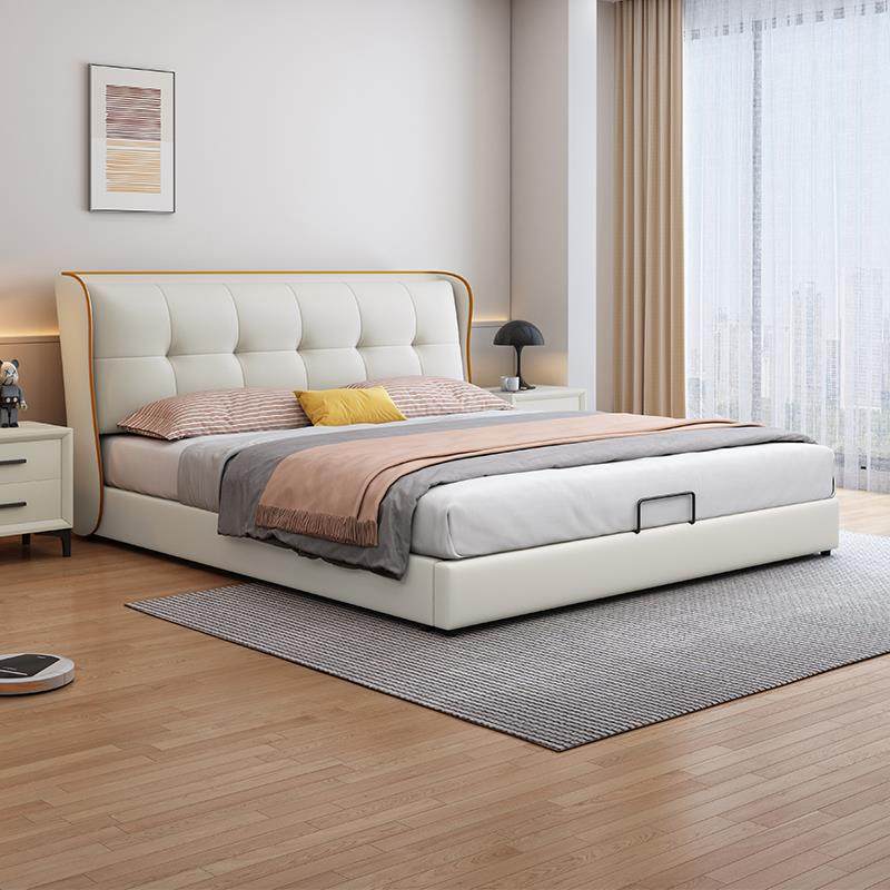 2024年新款皮床现代简约主卧室1.8米双人大床软包1米5储物布艺床,住宅家具,皮艺床,淘宝优惠券,粉丝福利购,淘宝优惠卷