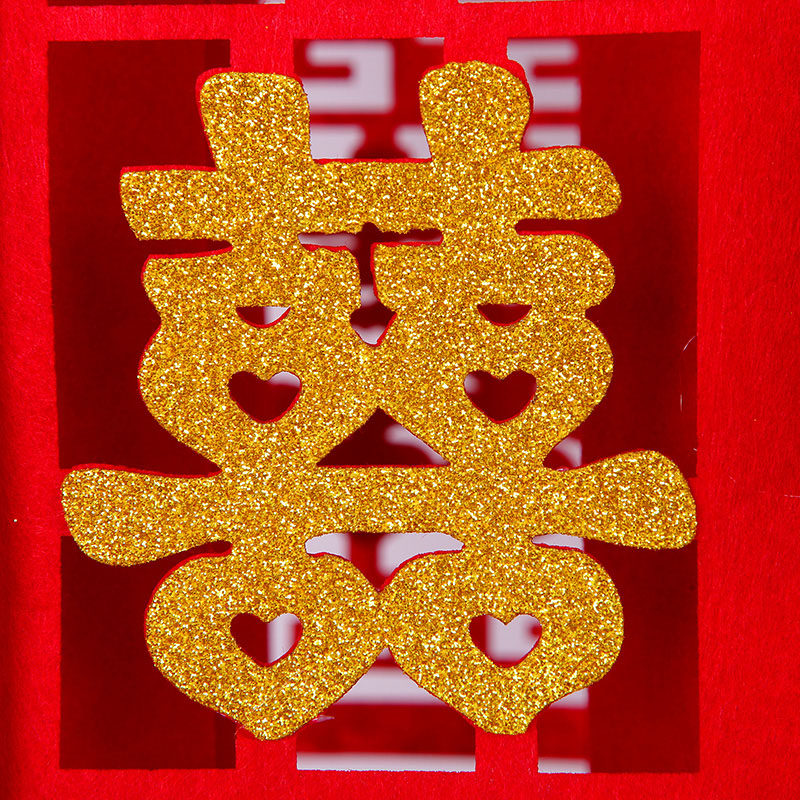 结婚庆用品喜字不织布灯笼婚房室内布置大红色宫灯装饰花球拉花挂