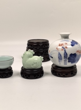 昊林轩 黑梓木花瓶底座 草花形底座 奇石底座 茶具底座 座子