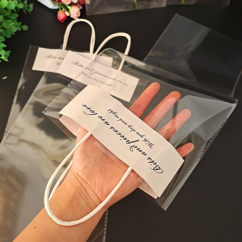 玫瑰花束包装袋单支鲜花手提袋透明塑料礼品袋插卡式礼物袋子