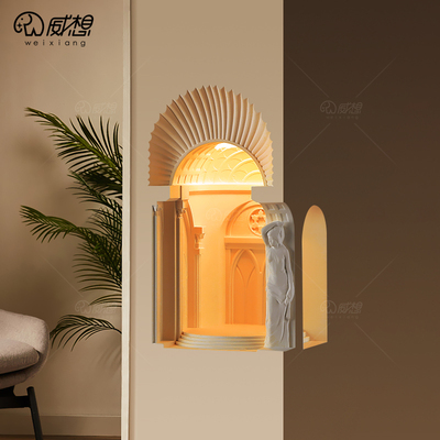 石膏灯嵌入式转角壁灯内嵌预埋拐角感应灯欧式宫廷墙体走廊壁龛灯