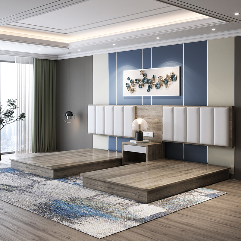 酒店床定制星级酒店房间专用床宾馆家具标间间全套民宿床酒店床箱