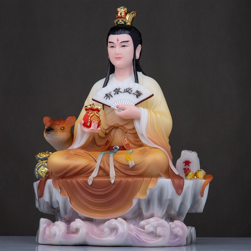 黄家姑娘公子坐像拜月教主黄鼠狼人像汉白玉居家客厅中式工艺摆件