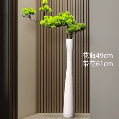 北欧风电视柜摆件两边落地花瓶高级感客厅入户玄关细长柜装饰花器