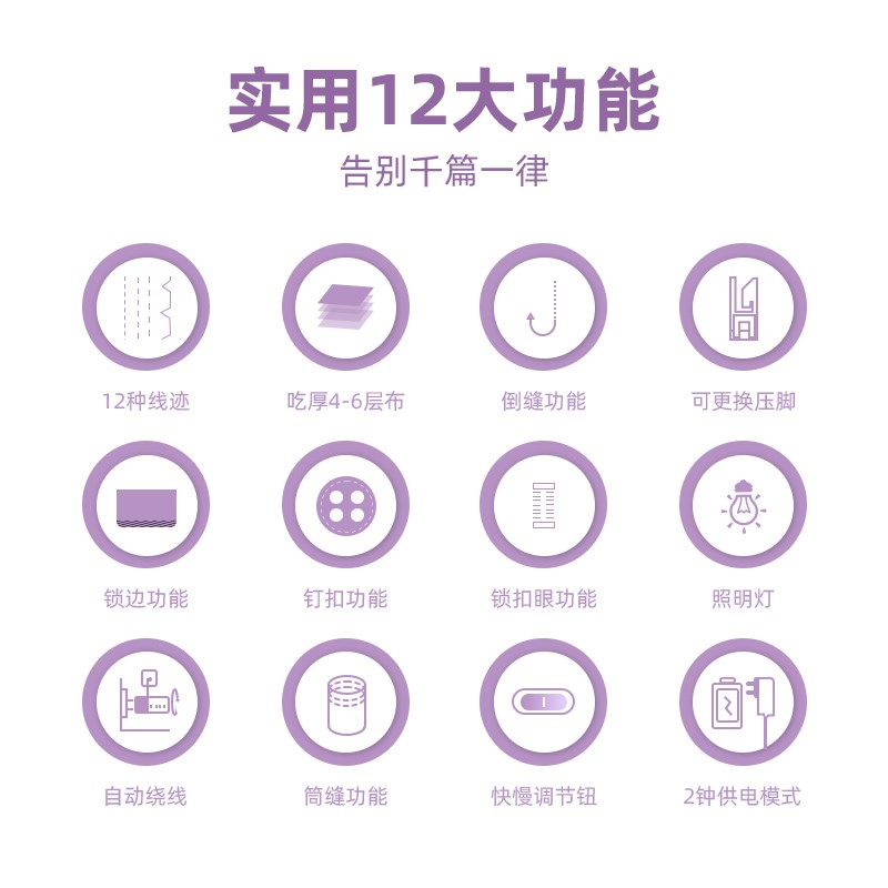 缝纫机家用小型全自动多功能电动吃厚台式迷你针线机带锁边机505A