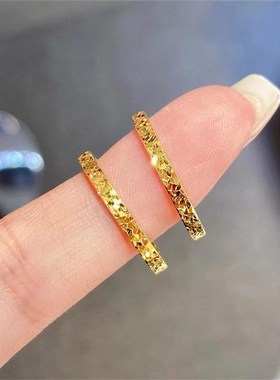 碎碎冰戒指女小众设计网红满天星钛钢镀18k金素圈食指环轻奢金素