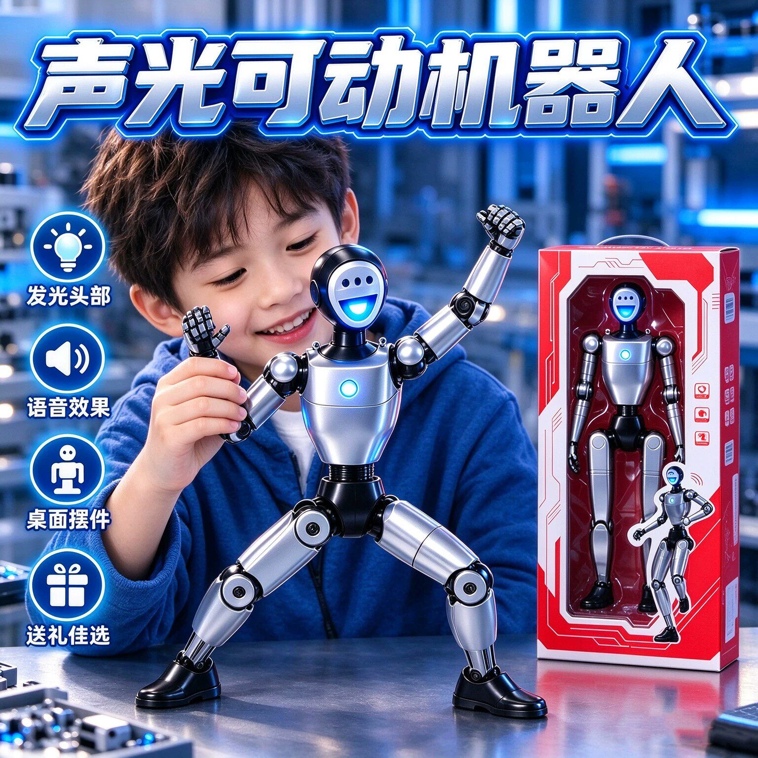 AI表白机器人工厂直销声光可动玩偶摆件模型把玩桌面男孩玩具礼物