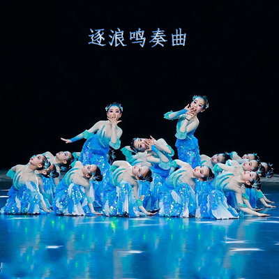 儿童逐浪奏鸣曲舞蹈服唧唧鱼儿跃鱼儿欢歌演出服傣族古典舞表演服