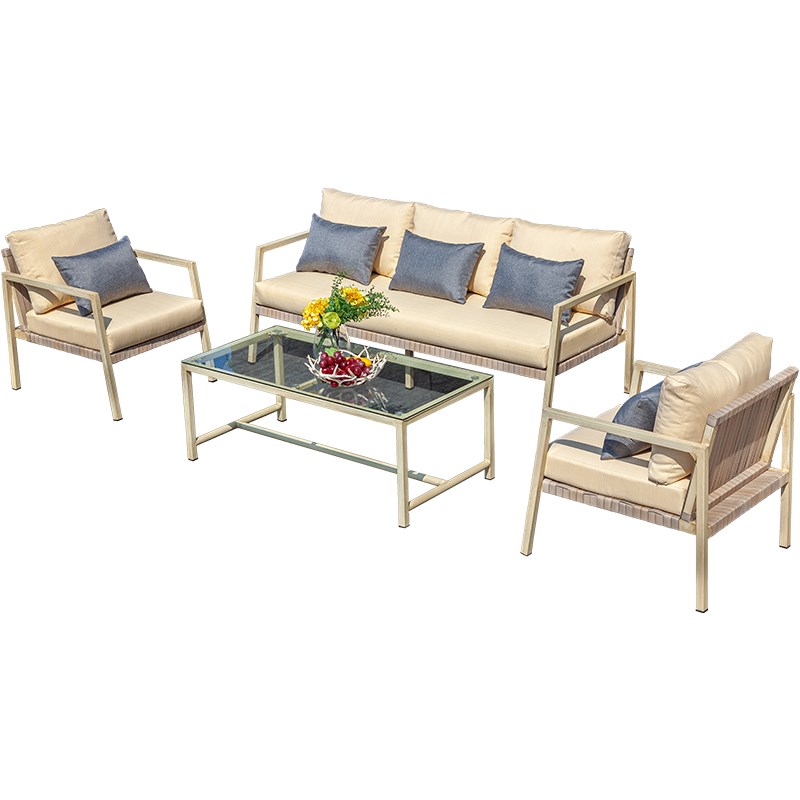 远茂户外沙发防水防晒编藤休闲沙发简约网红庭院花园露天茶几家具