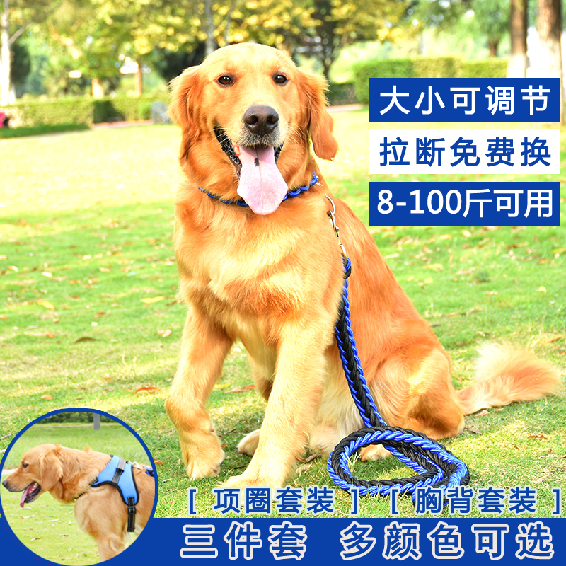 三件套大狗狗牵引绳巨型大型犬金毛狗链子自动伸缩牧羊犬遛狗绳子