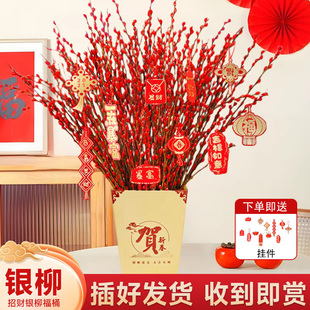 银柳真花鲜枝干花花束客厅摆件年宵花超长花期红柳枝条花卉绿植物
