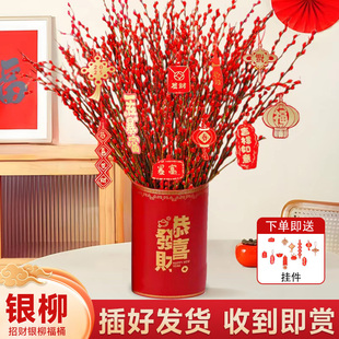 银柳真花鲜枝干花花束客厅摆件年宵花超长花期红柳枝条花卉绿植物