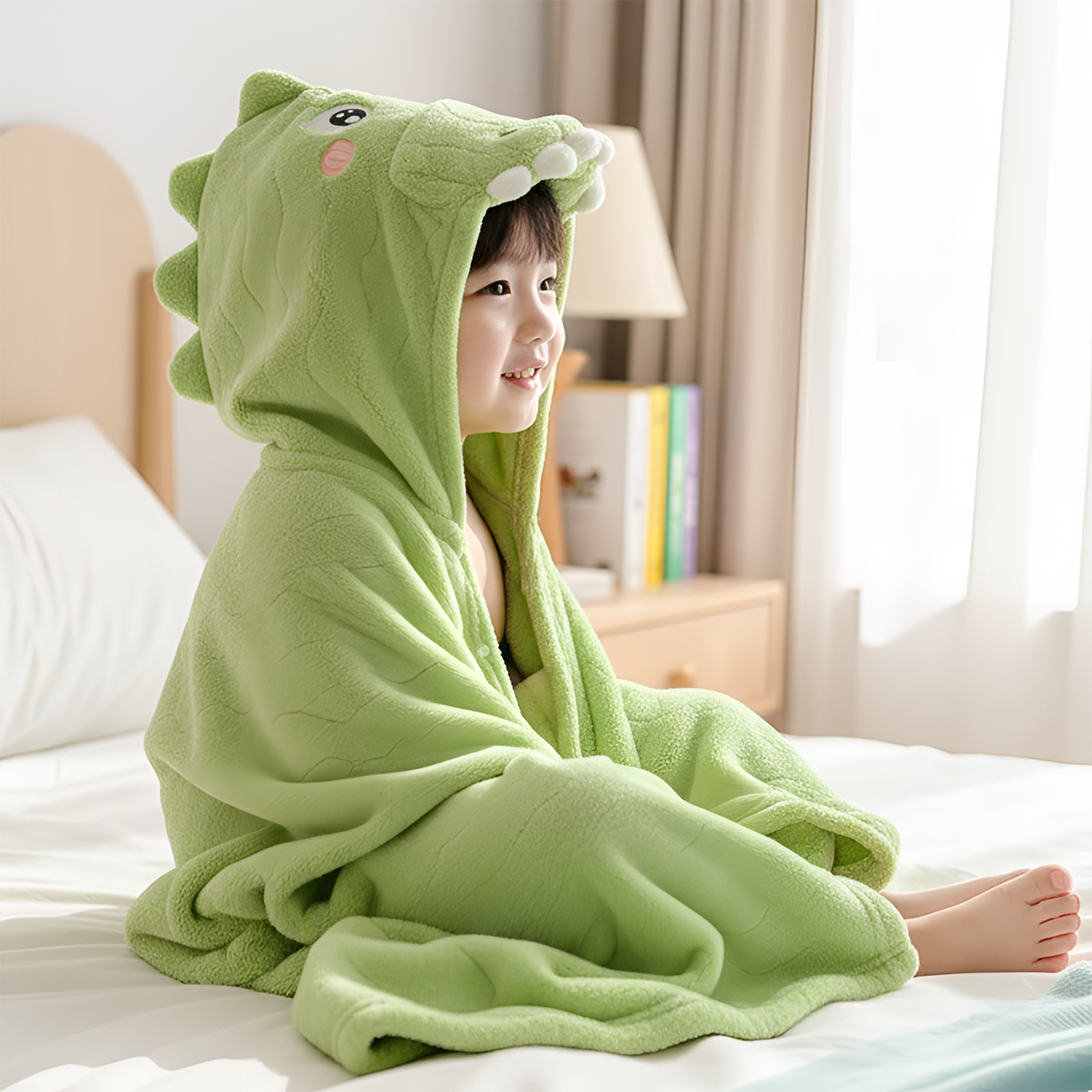 儿童浴巾可穿式连帽斗篷2025新款男女宝宝洗澡带帽浴袍冬加厚保暖