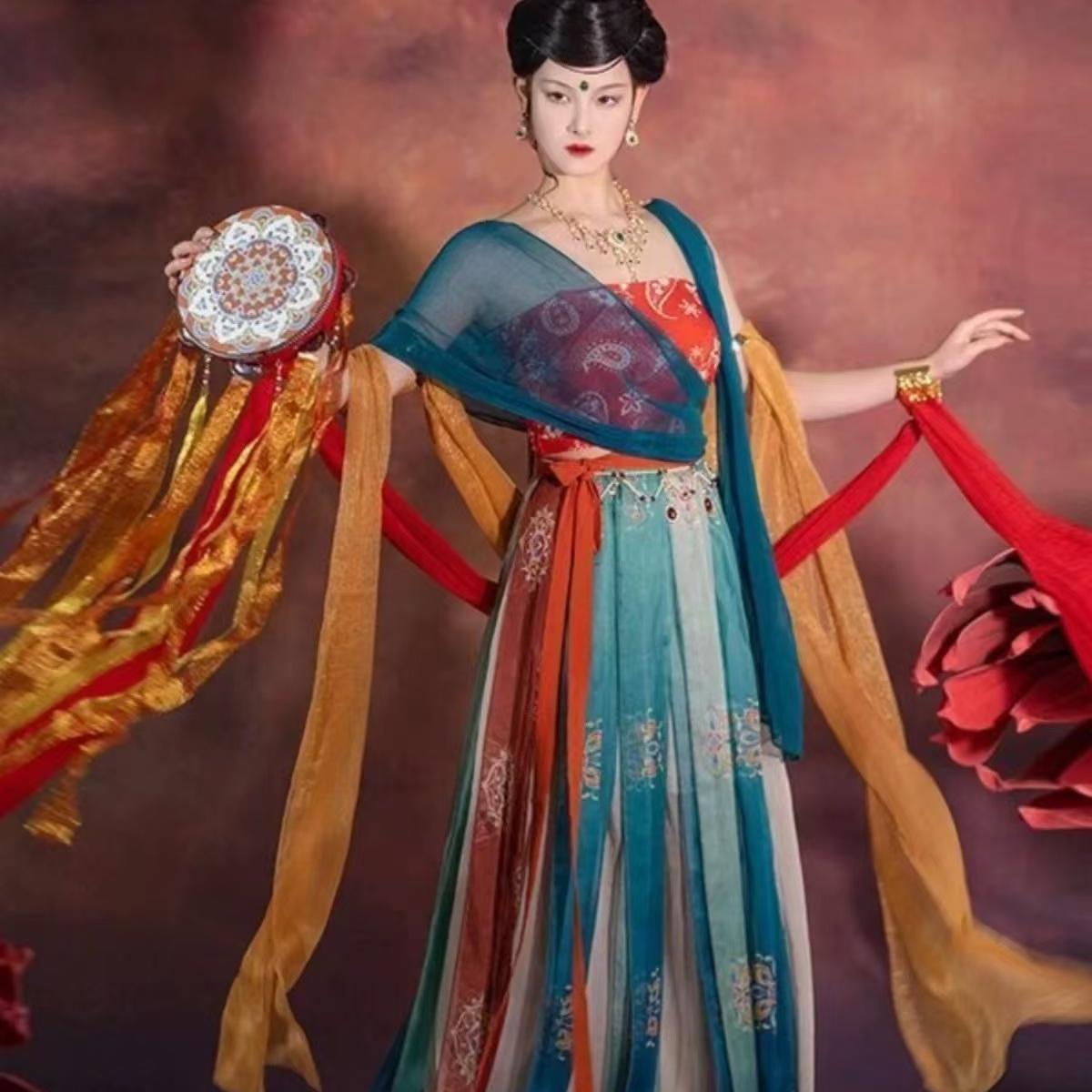 西域遇见胡璇敦煌飞天汉服女中国风古风女装舞蹈服异域风情演出服