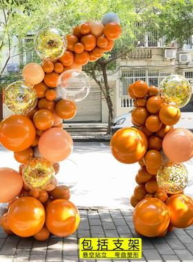 爱马仕橙色气球拱门4S店交车装饰立柱开 业周年庆活动气氛布置支