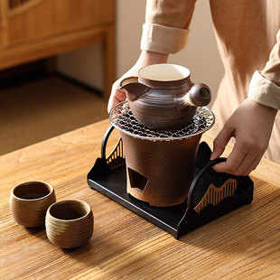 户外庭院小火炉烤红薯家用围炉烤茶 炭炉煮茶窑变罐罐茶煮茶器套装