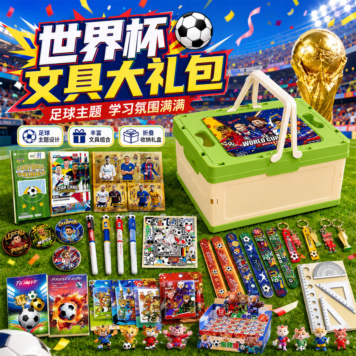 世界杯文具套装礼盒套盒2026新款小学生学习用品开学大礼包男孩儿童生日伴手礼玩具盲盒一年级幼儿园奖励礼品