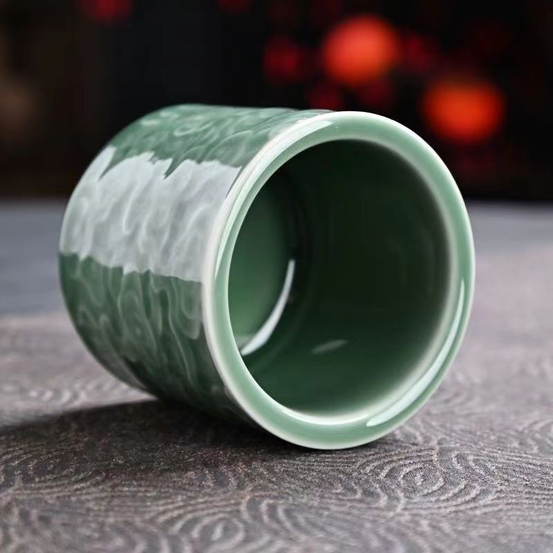 龙泉新中式青瓷祥云陶瓷主人杯茶杯家用高档复古品茗杯功夫茶具