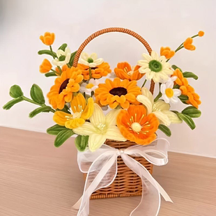 扭扭棒手工diy花篮花束材料包向日葵郁金香百合成品送朋友送闺蜜