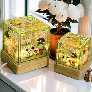 踏青小狗小夜灯床头氛围卧室亚克力亮灯底座自粘生日礼物送女生