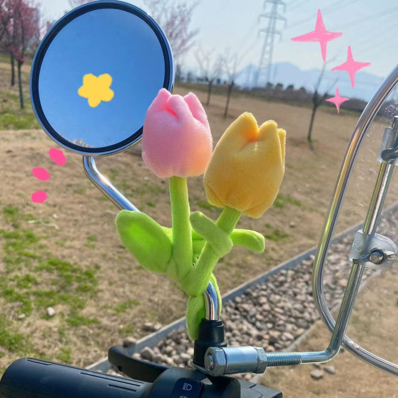 笑脸太阳花朵向日葵后视镜电瓶车电动摩托机车装饰品配件玩偶公仔