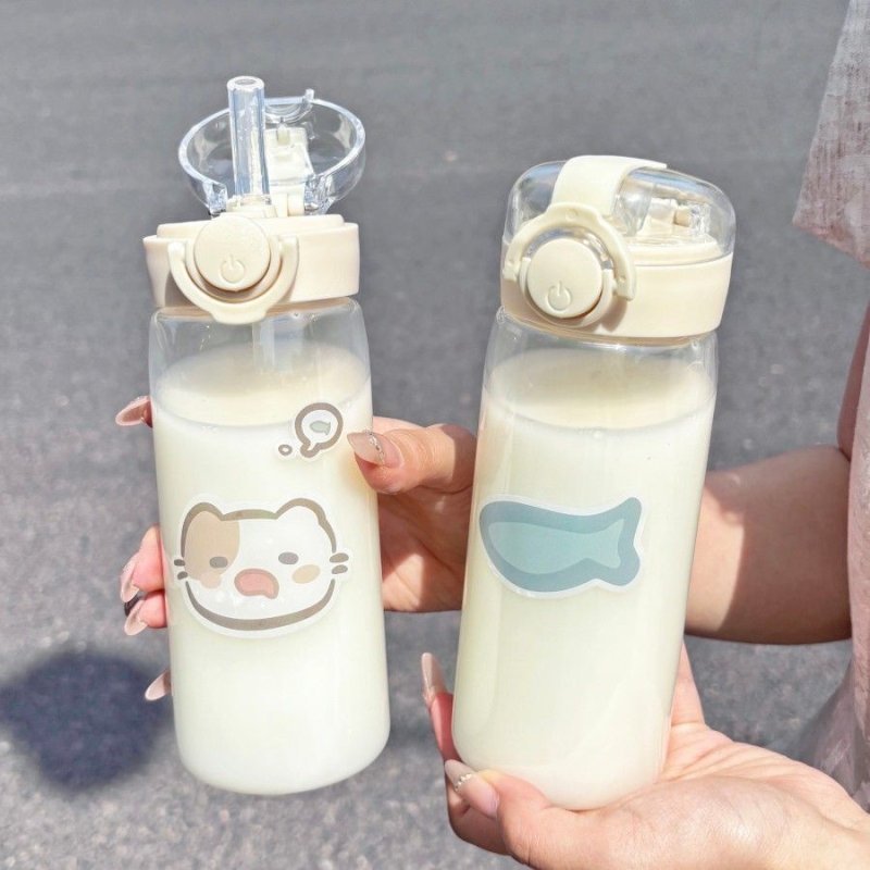 简约便携女生高颜值吸管杯夏季新款学生儿童大容量耐高温塑料水杯