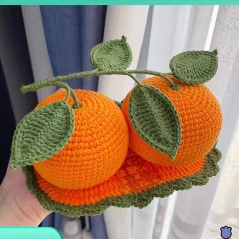 大吉大利手工编织车载客厅摆件新年入宅好礼物DIY手织仿真橘饰品