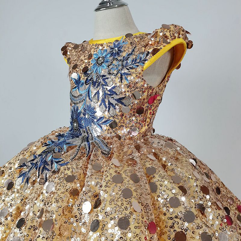 儿童元旦走秀礼服舞蹈公主裙钢琴主持人表演蓬蓬纱裙女童演出礼服