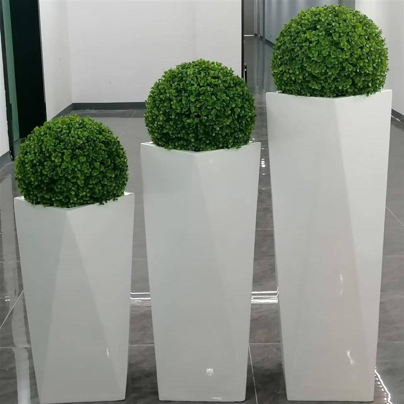 简约现代菱形玻璃钢落地大花瓶酒店样板房售楼部插花艺几何花器