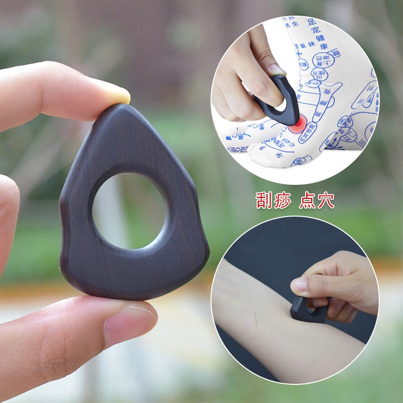 檀木点穴棒点穴笔拨筋按摩脚底足底神器按摩指环式按摩器足疗工具