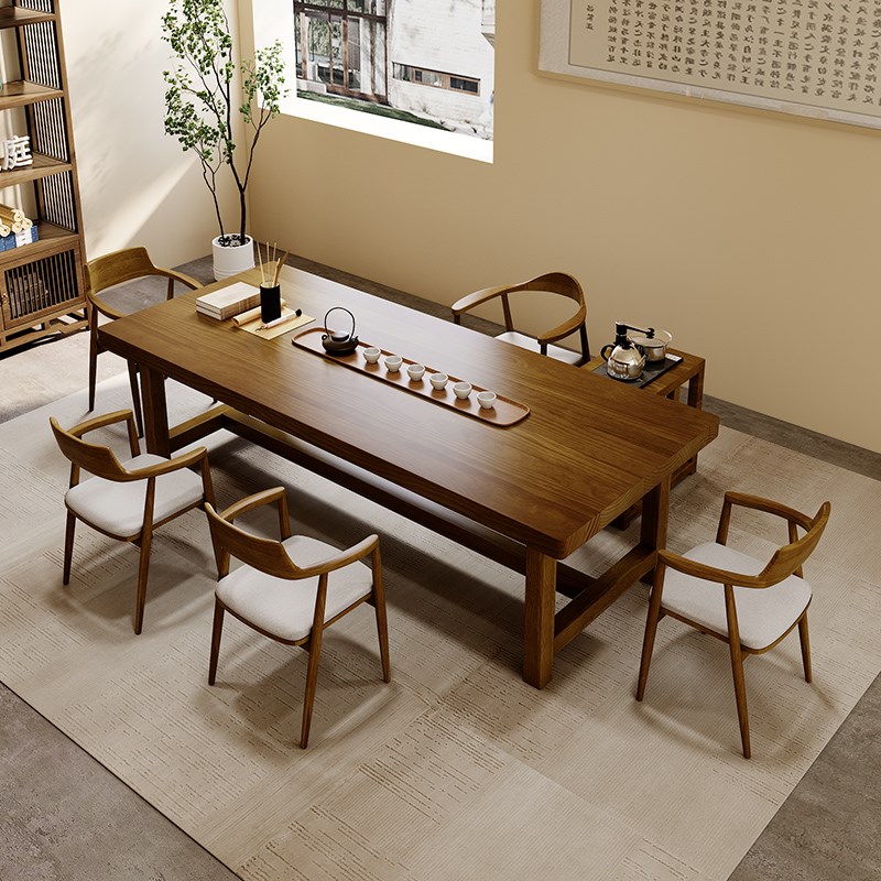 实木大板茶桌组合2024新款茶几办公室功夫茶台新中式阳台泡茶桌椅
