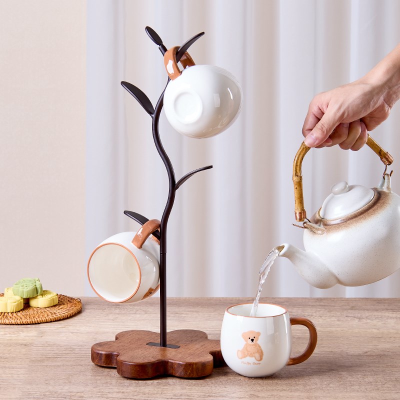 杯架树形水杯置物架家用客厅餐桌木质沥水咖啡杯子收纳架24年新款