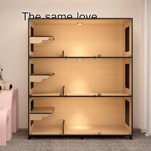 宠物店猫展示柜双面玻璃实木猫笼繁育柜宠物寄养笼子家用三层大空