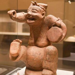 定制击鼓说唱俑雕塑玻璃钢驯马陶俑孩儿枕定瓷器雕像户外大型摆件