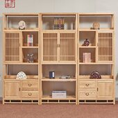 多宝阁茶叶展示置物白蜡木书柜陈列定制进门隔断 免邮 新中式 博古架