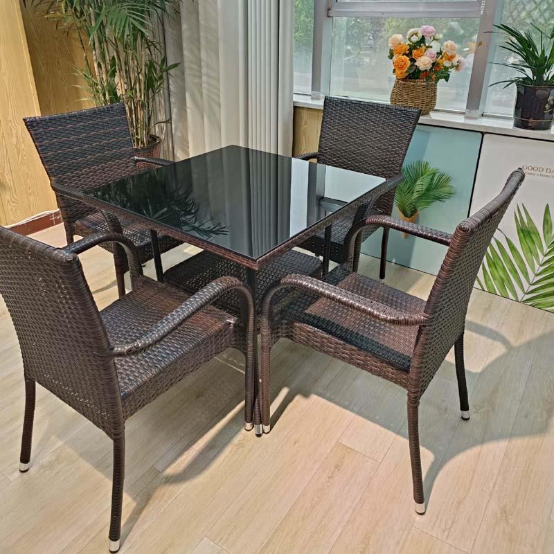 户外桌椅庭院藤椅三件套阳台茶几椅子桌子藤编休闲花园室外露台