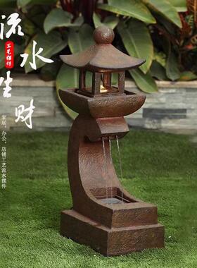 中式流水摆件落地喷泉别墅庭院户外花园灯塔循环水系景观家居装饰