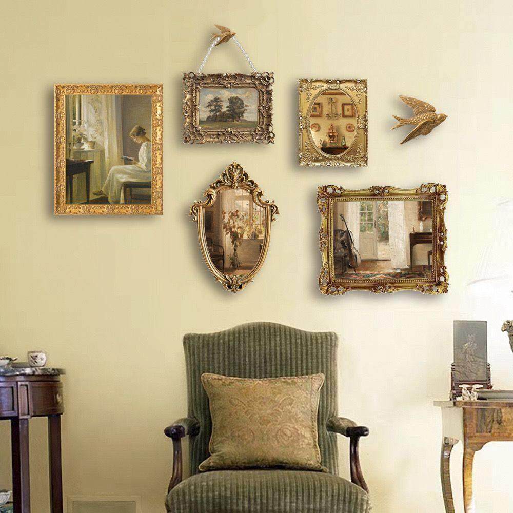 法式复古金色树脂雕花客厅沙发背景墙装饰画古典轻奢组合壁画挂画,家居饰品,壁饰,淘宝优惠券,粉丝福利购,淘宝优惠卷